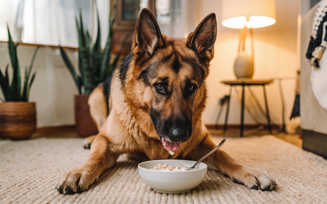 german sheperd oatmeal and protein mix